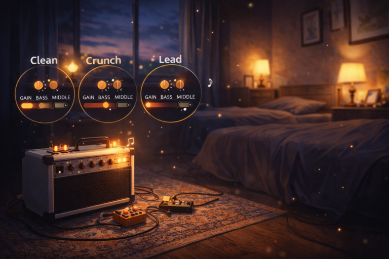 Bedroom guitar tone guide for low volume practice: clean, crunch and lead sounds