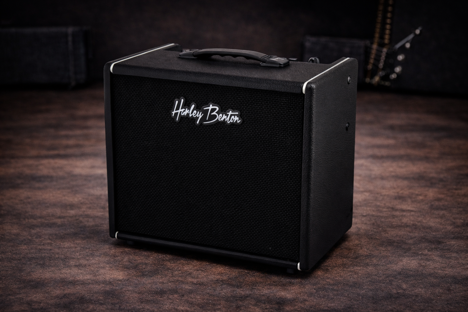 Harley Benton DNAFX AmP20 modeling combo amp slightly angled on a dark background